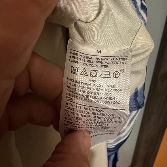 Banana Republic Factory Blue Zebra Print Midi Dress - Satin V-Neck - Picture 5 of 6